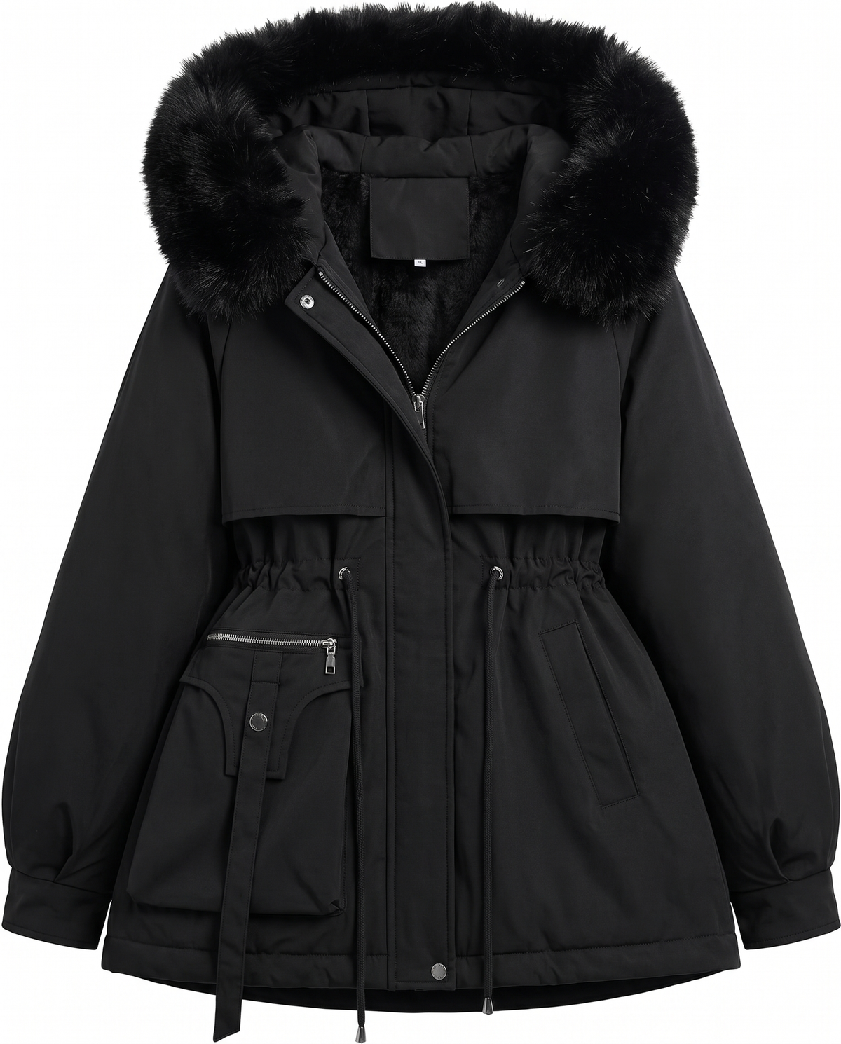 Parka da donna a vita alta, dettaglio