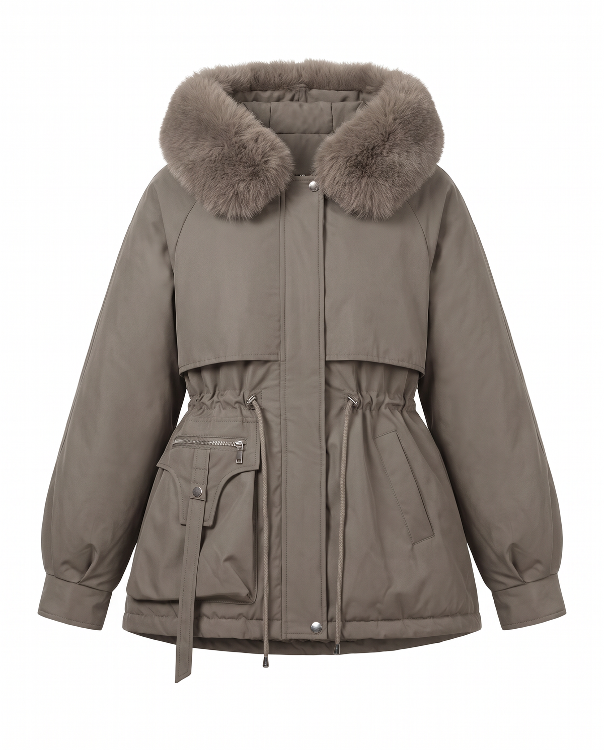 Parka da donna a vita alta con cappuccio