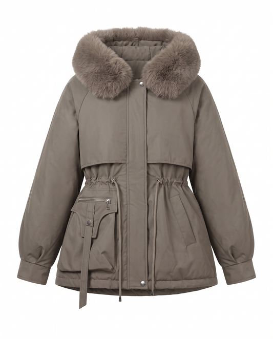 Parka da donna a vita alta con cappuccio