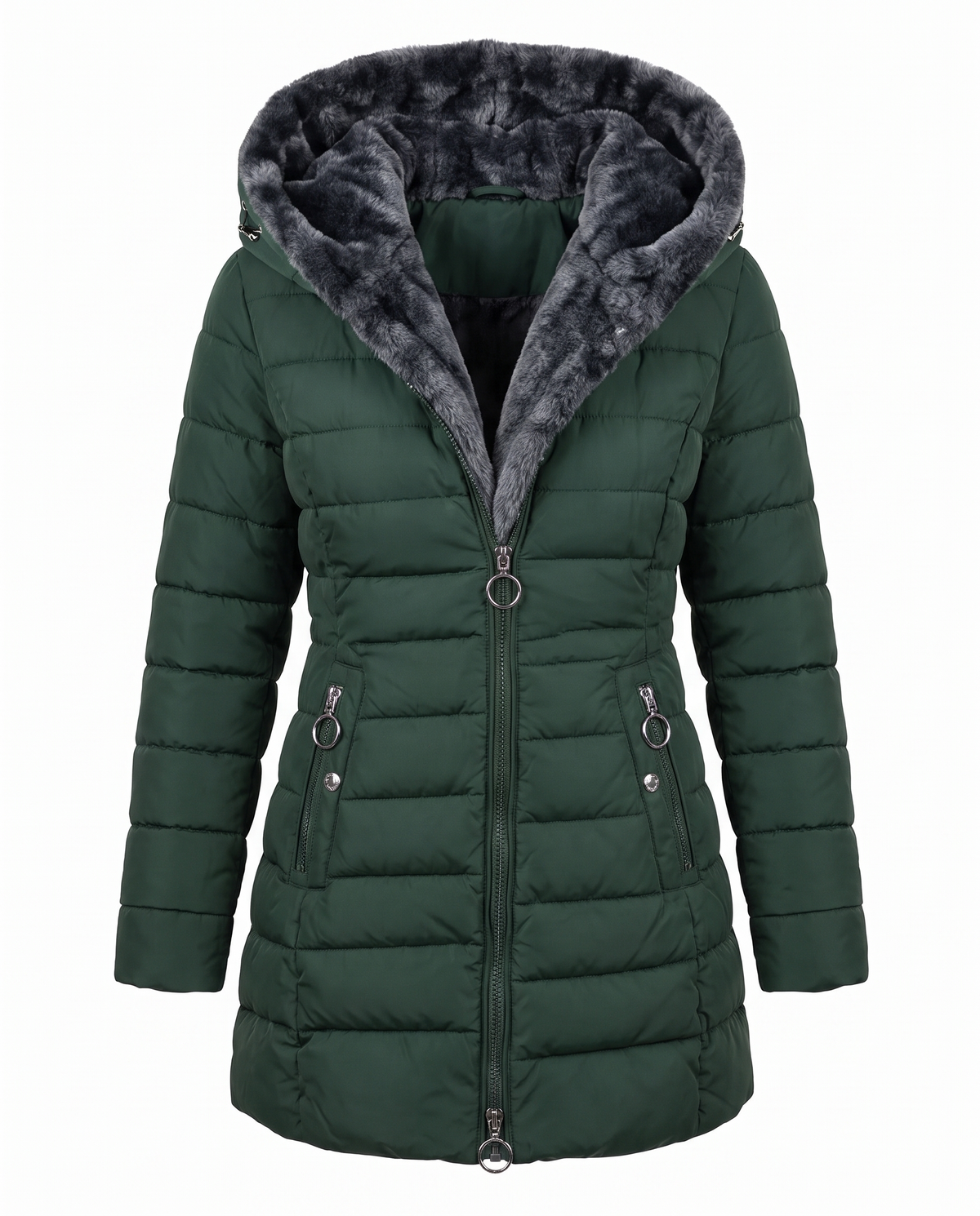 Parka Lunga Imbottita con Cappuccio Livia