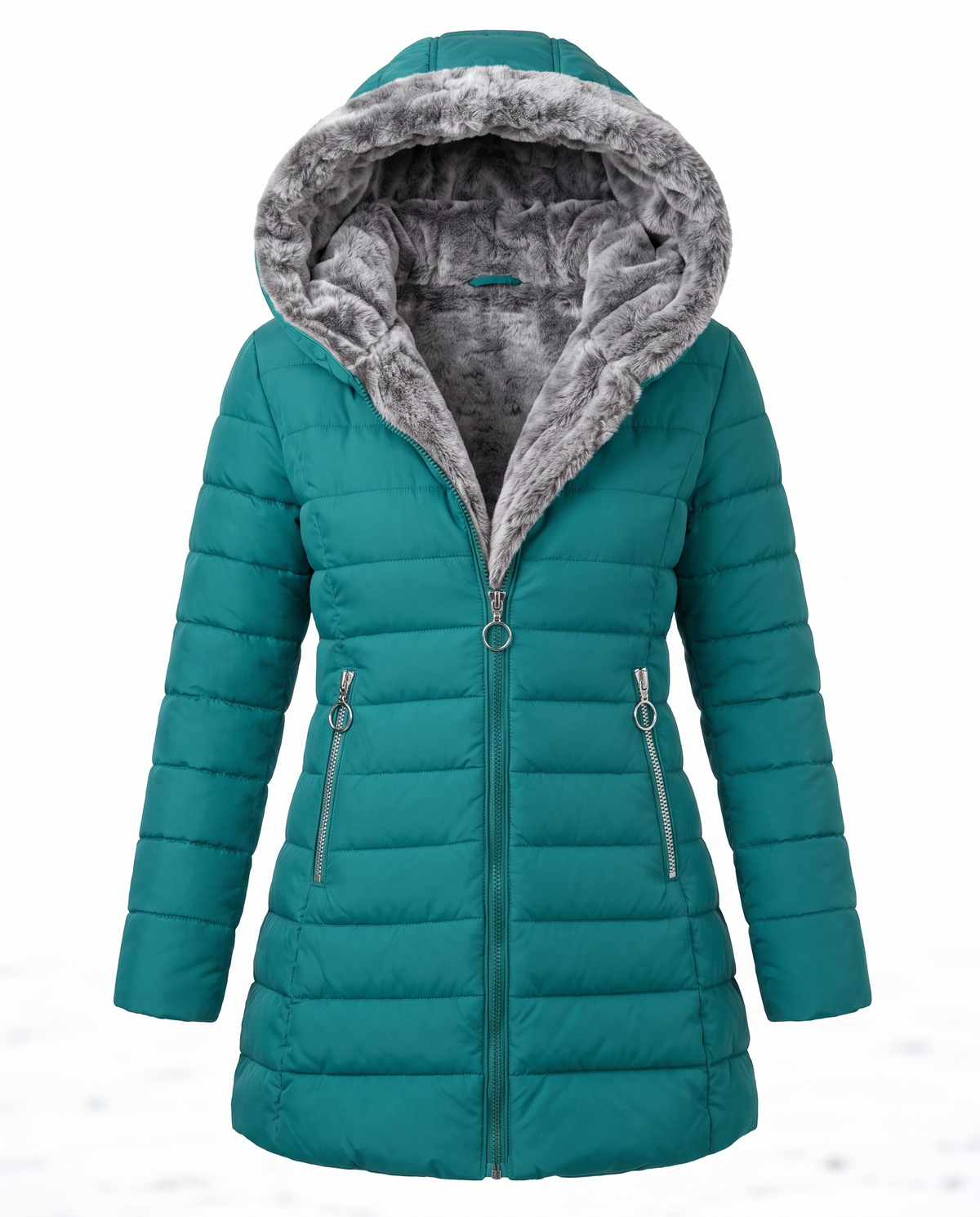 Parka Lunga Imbottita con Cappuccio Livia