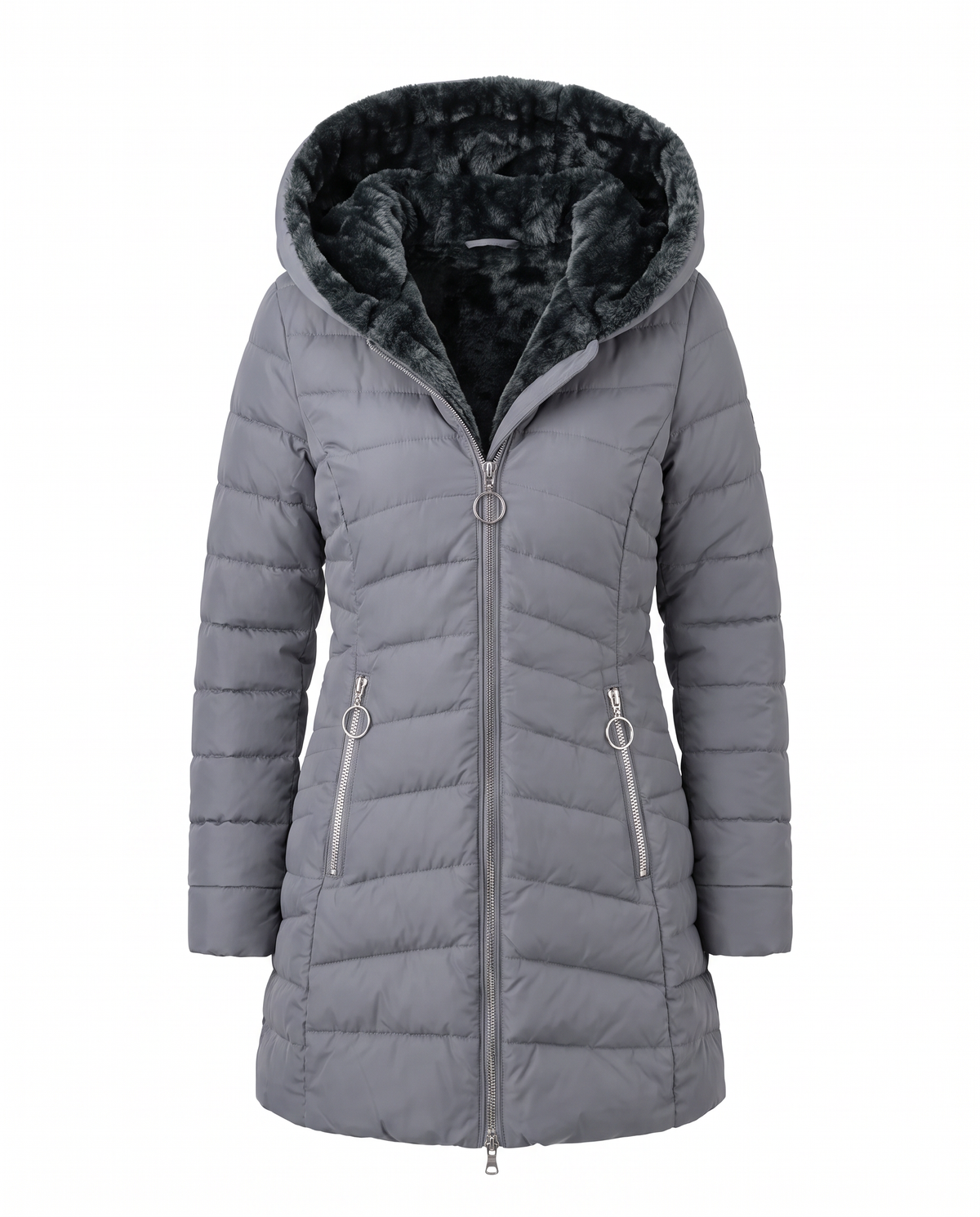 Parka Lunga Imbottita con Cappuccio Livia
