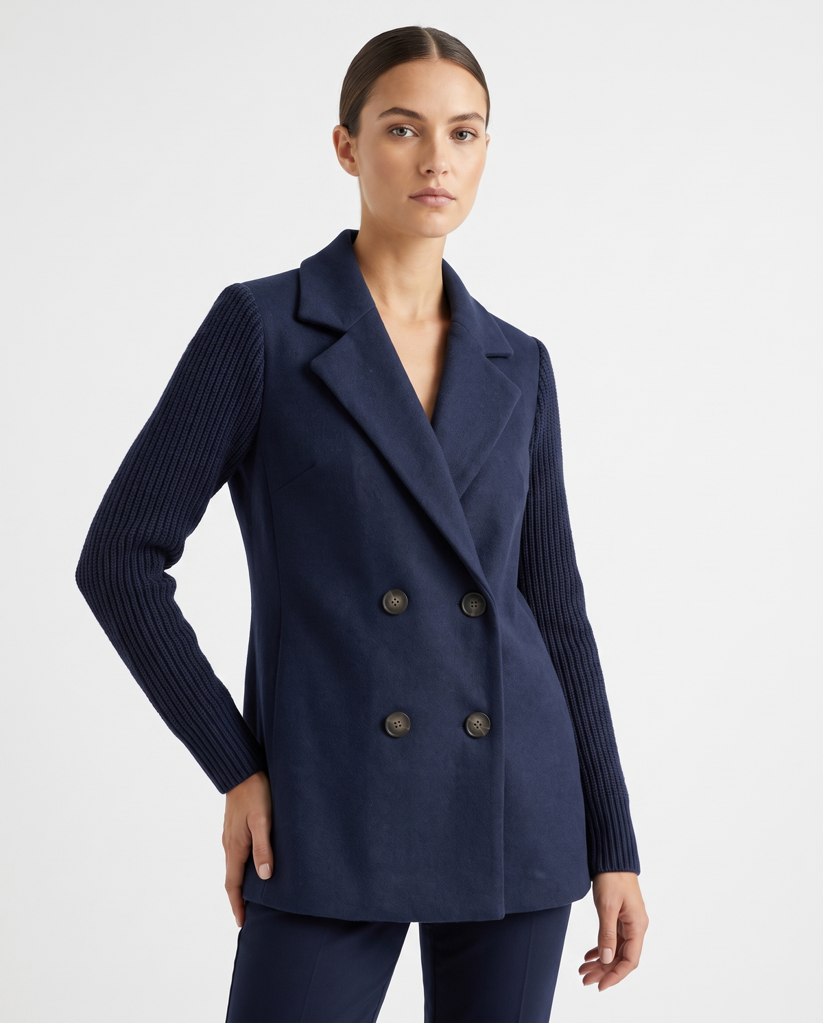 Blazer Doppiopetto con Maniche in Maglia Gaia