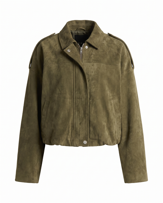 Giacca Bomber in Suede Chiara