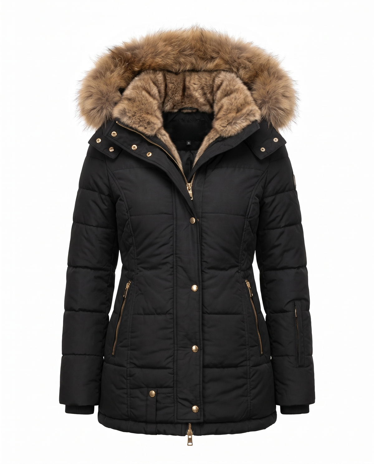 Parka Imbottita con Cappuccio Bianca